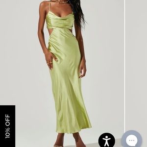 Astr Light Green Midi Dress